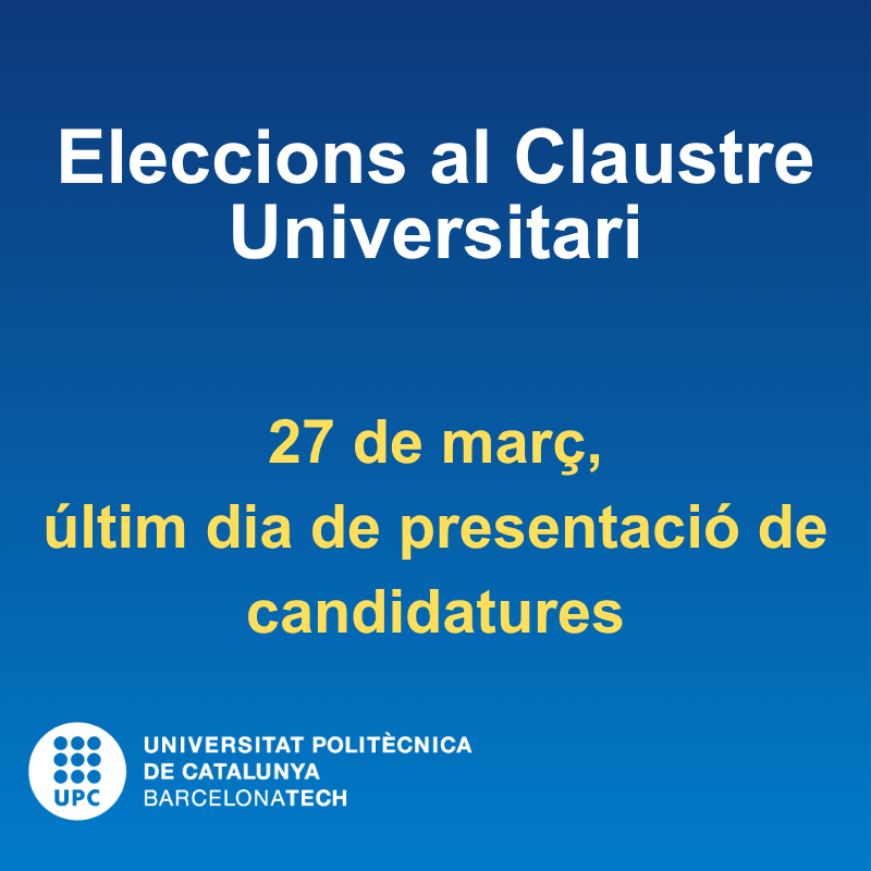 Finalització de presentació de candidatures al Claustre Universitari