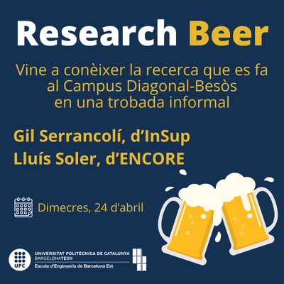 Gil Serrancolí i Lluís Soler a la darrera sessió del Research Beer d'aquest curs