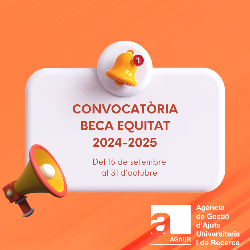 S'obre la convocatòria de la Beca Equitat per al curs 2024-2025